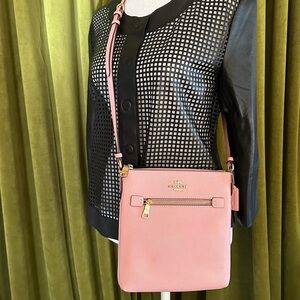 Coach Rowan File Leather Pink Shoulder Crossbody Bag